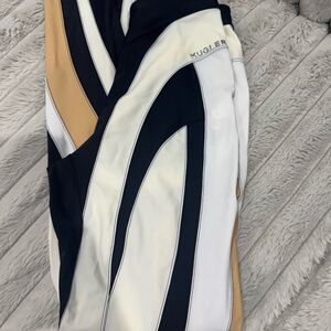 Mugler Black and White Pants with Tan Accents